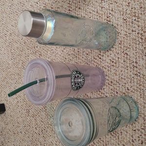 3 Starbuck Drink - Reusable, 2:Glass & 1 plastic